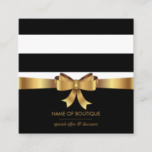 Gold Bow Square Boutique Discount Coupon Square Business Card