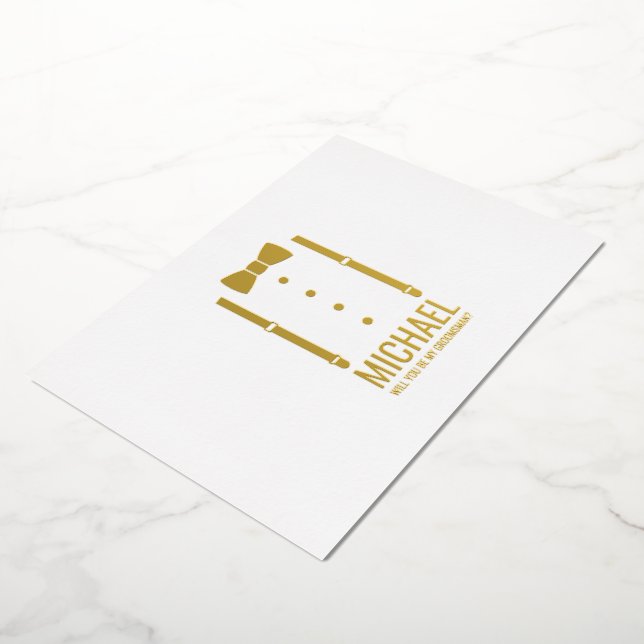 Gold Bow Tie Personalised Groomsman Proposal (Rotated)