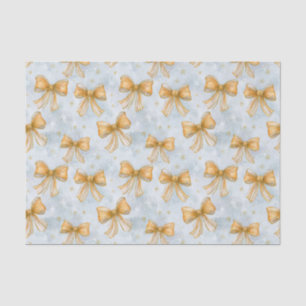 Gold Bows Baby Blue Christmas Tissue Paper