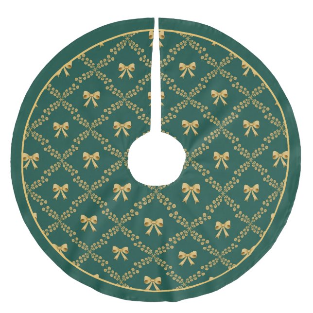 Gold Bows Decorative Tree Skirt (Front)