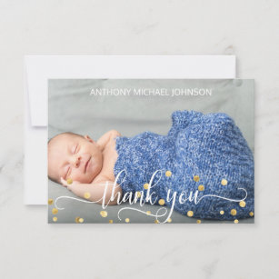 Gold BOY Baby Shower THANK YOU | PHOTO + TEXT