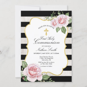 Gold   Boy First Holy Communion Invitation