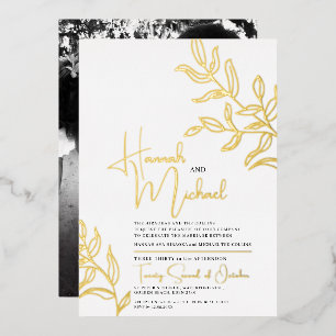 Gold branch of leaves sketch wedding 