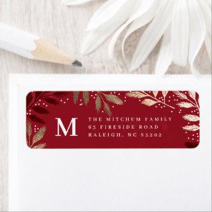 Gold Branches Christmas Holiday Return Address Label