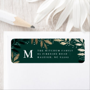 Gold Branches Christmas Holiday Return Address Label