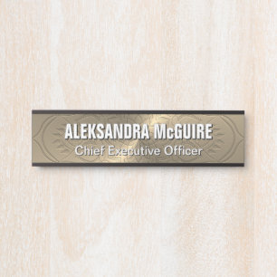 Gold Brass Look Etched Mandala Office Door Sign