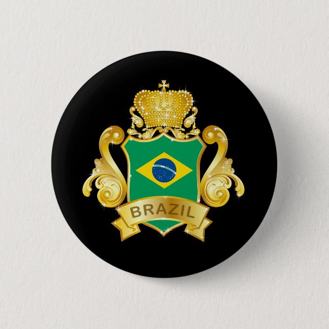 Gold Brazil 6 Cm Round Badge (Front)