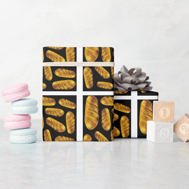 Gold bread pattern wrapping paper (Baby Shower)