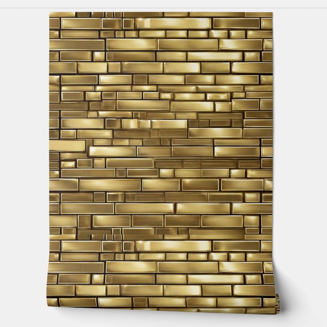 Gold Bricks Golden Patterns Elegant Minimalist Wallpaper (Unrolling)