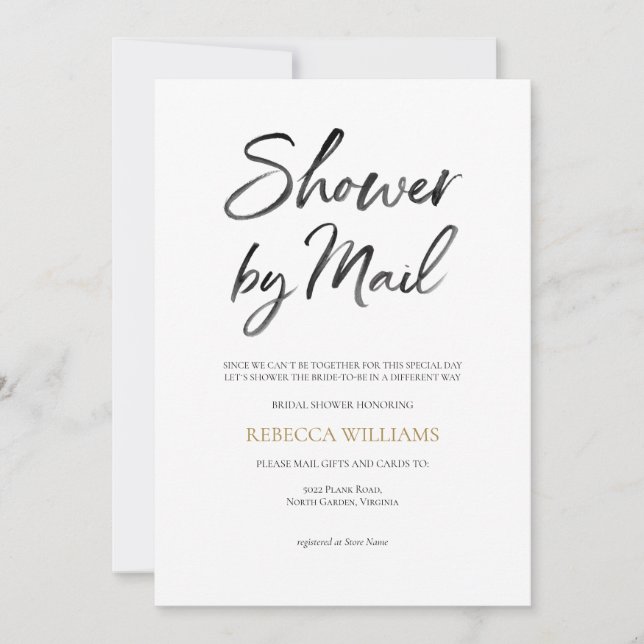Gold Bridal Shower by Mail Invitation (Front)