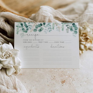 Gold bridal shower Eucalyptus recipe card