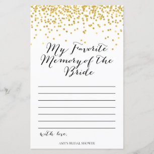 Gold Bridal Shower Game - Favourite Memory