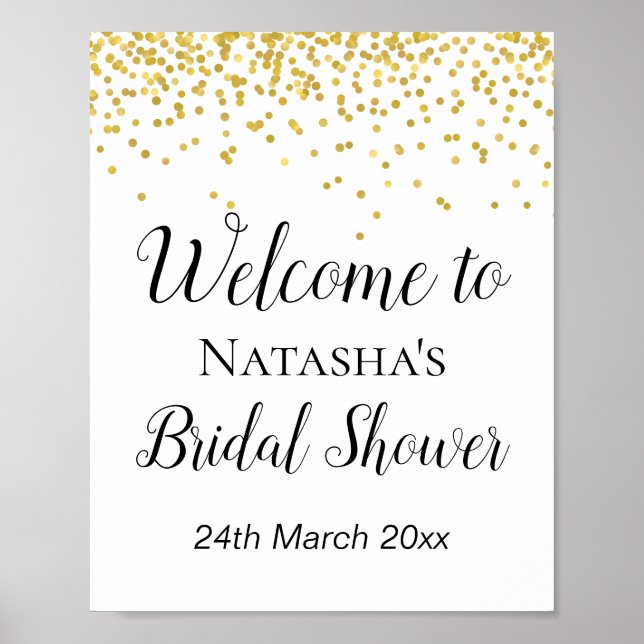 Gold Bridal Shower Sign - Baby Shower Sign (Front)