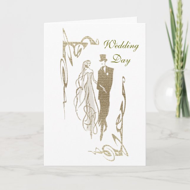 Gold Bride and Groom Wedding Art Card (Front)