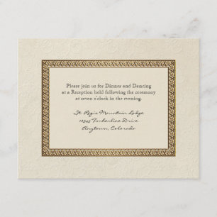 Gold Brocade Damask Floral Formal Reception Invite
