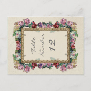 Gold Brocade Floral Formal Elegant Table Numbers Postcard
