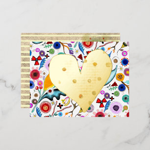 Gold broken heart foil invitation postcard