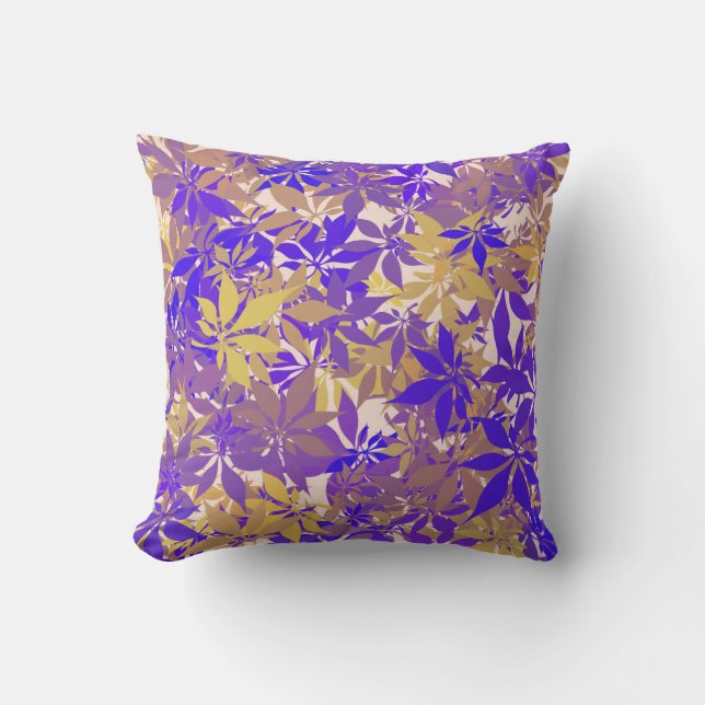 Gold, Bronze, and Blue Chestnut Leaves Cushion (Front)