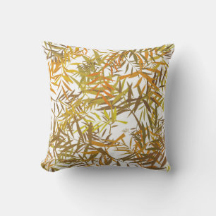Gold Bronze and Brown Willow Leaves Cushion