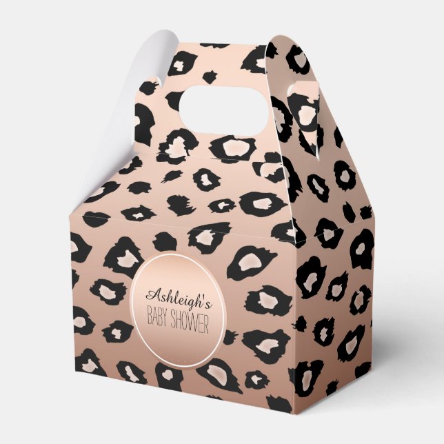 Gold Bronze Black Leopard Print Ombre Favour Box (Front Side)