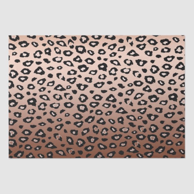 Gold Bronze Black Leopard Print Ombre Tissue Paper (Front)