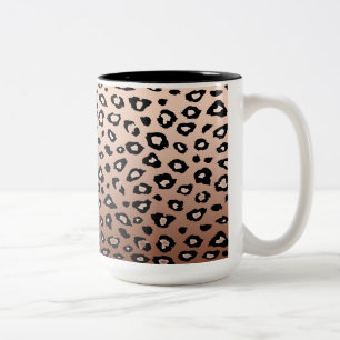 Gold Bronze Black Leopard Print Ombre Two-Tone Coffee Mug