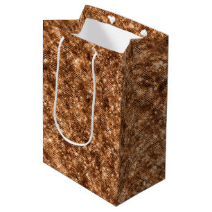 Gold Bronze Confetti Glitter Medium Gift Bag