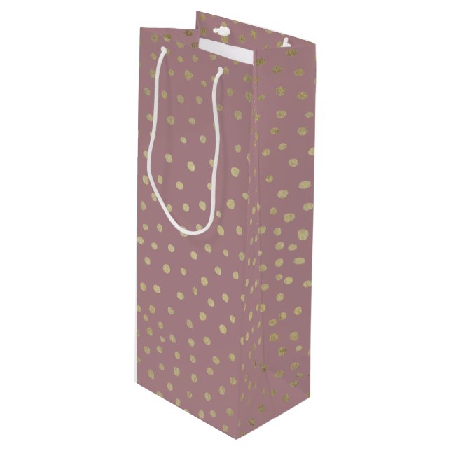 Gold Bronze Dot Pattern Gift Bag (Front Angled)
