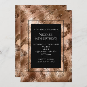 Gold Bronze Leopard Party Wildly Chic Invitation