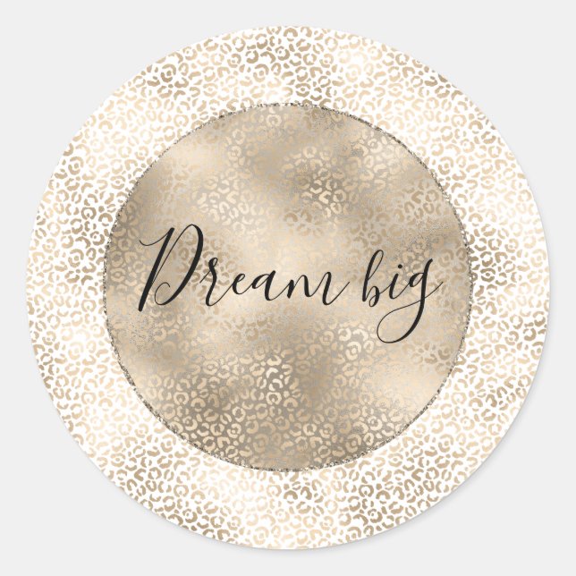 Gold Bronze Leopard Print Classic Round Sticker (Front)