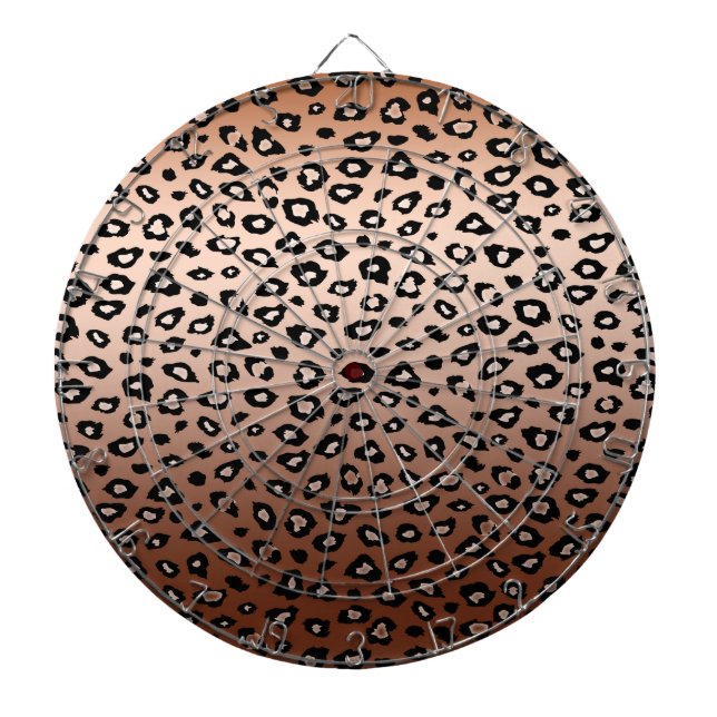 Gold Bronze Leopard Print Ombre Dartboard (Front)