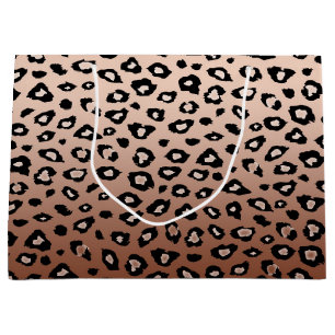 Gold Bronze Leopard Print Ombre Large Gift Bag