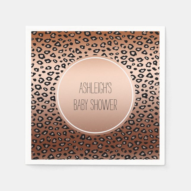 Gold Bronze Leopard Print Ombre Napkin (Front)