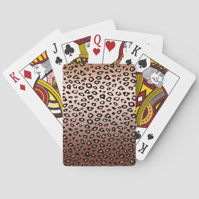 Gold Bronze Leopard Print Playing Cards (Back)