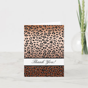 Gold Bronze Leopard Print Thank You Card