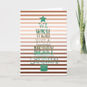 Gold Bronze Ombre Stripes Christmas Holiday Card