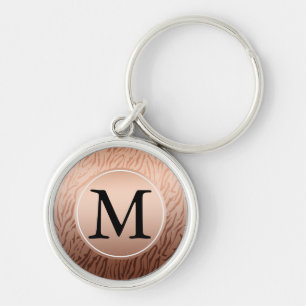 Gold Bronze Ombre Tiger Print monogram Key Ring