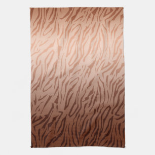 Gold Bronze Ombre Tiger Print Tea Towel