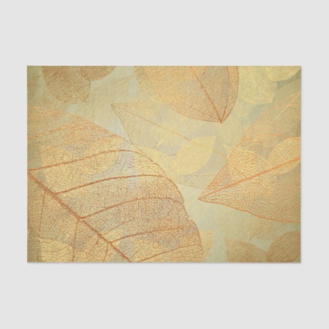 Gold Bronze Skeleton Leaves Tissue Paper (Front)