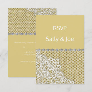 GOLD BRONZE Spot Lace Diamond Wedding response Invitation