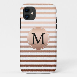 Gold Bronze Stripes Ombre Monogram iPhone 11 Case
