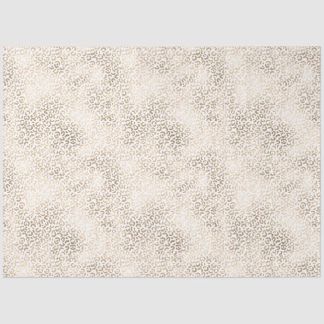 Gold Bronze White Leopard Print Tissue Paper (Front)