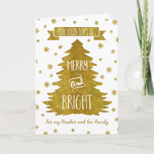Gold Brother & Family Merry Christmas Card