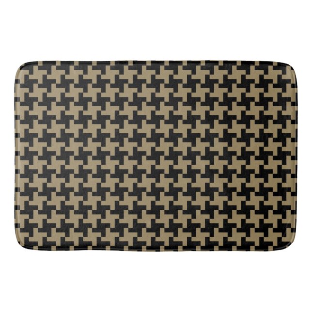 Gold Brown And Black Classic Nailhead Pattern Bath Mat (Front)