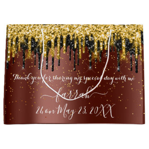 Gold Brown Black Drips Favour Large Gift Bag