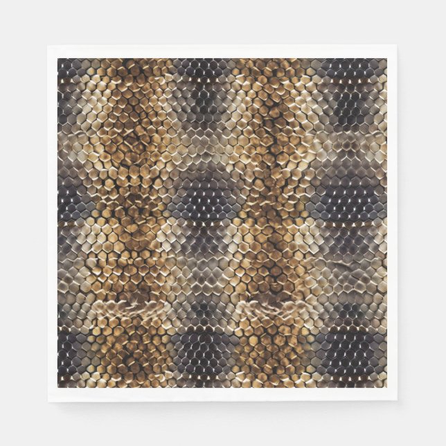 Gold Brown Black Ivory Snake Skin Napkin (Front)