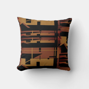 Gold Brown Black Southwest Art Look Uneven Mosaics Cushion