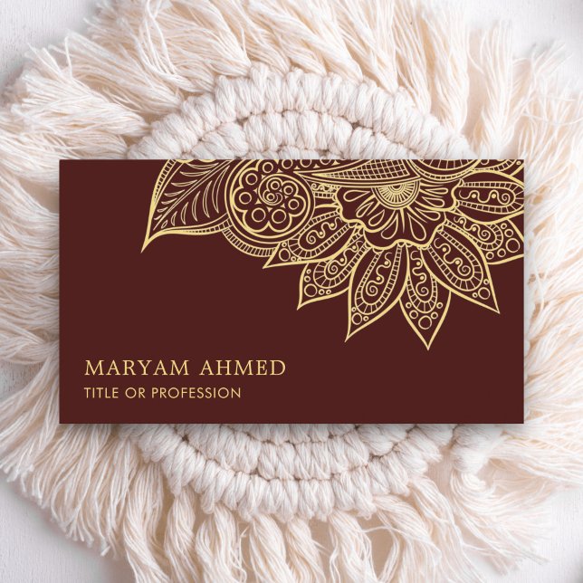 Gold Brown Henna Mehndi Islamic Business Card (Creator Uploaded)