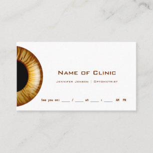 Gold Brown Iris Eye Exam Reminder Appointment Card
