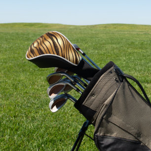 Gold Brown Leopard Print Stripes Golf Head Cover